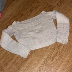 Off shoulder winter blouse white